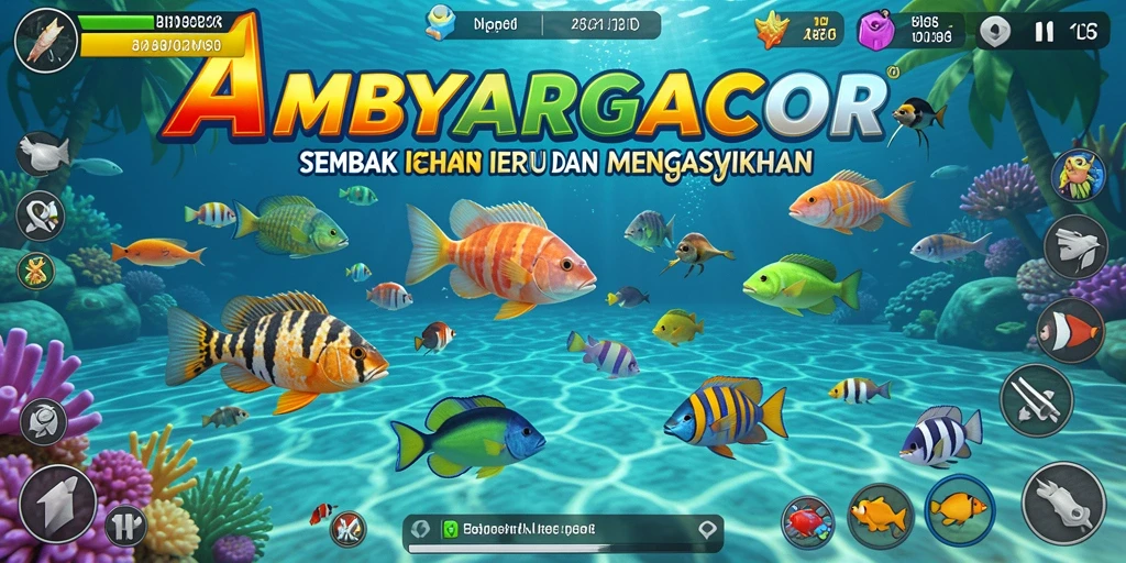 Menampilkan gameplay seru dari AMBYARGACOR dengan aksi menembak ikan.