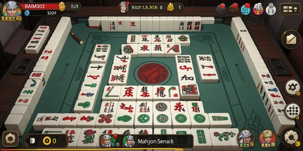 Tampilan visual gameplay Mahjong yang menarik dan dinamis.