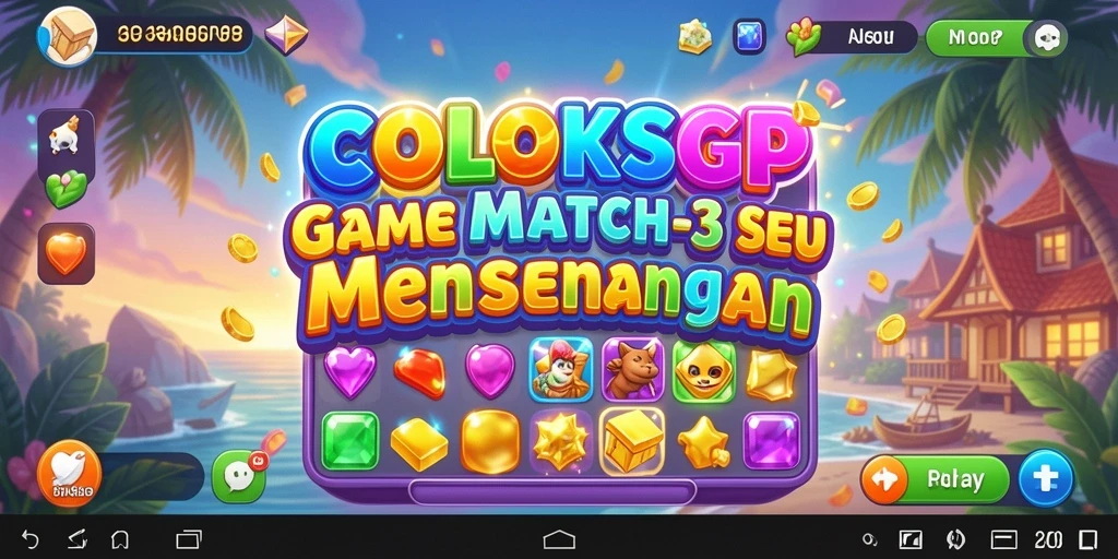 Tampilan gameplay <strong>COLOKSGP</strong> dengan elemen Match-3 yang menyenangkan.