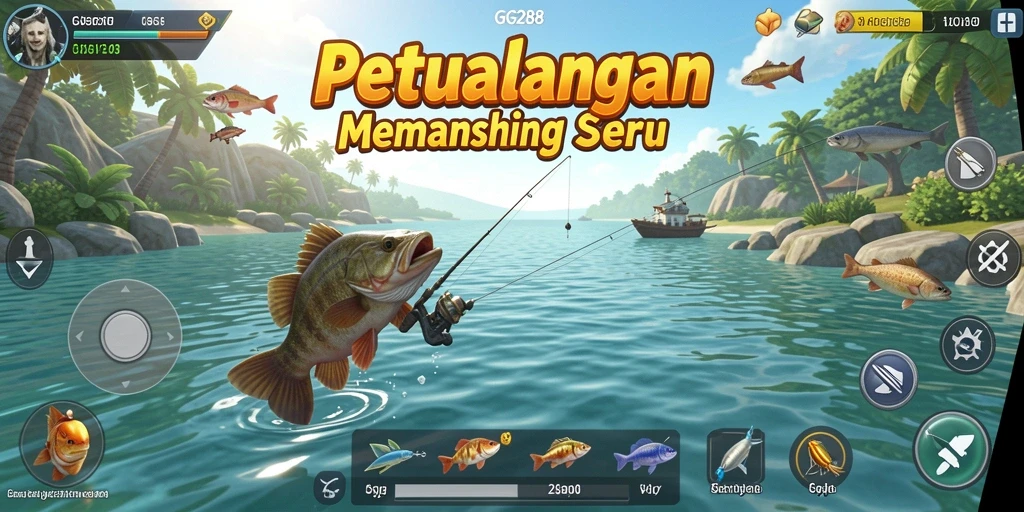 Tampilan seru gameplay Fishing di GG288 dengan berbagai lokasi dan ikan.