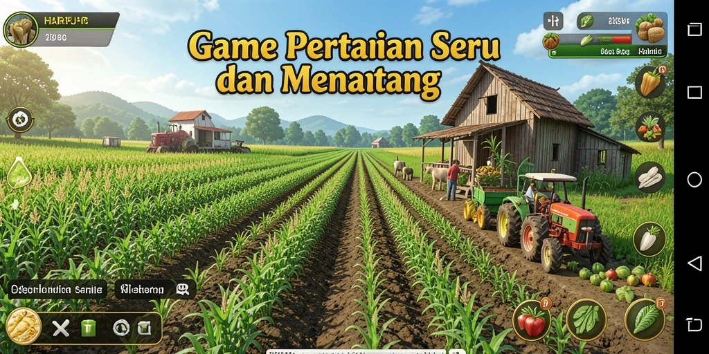 Tangkapan layar gameplay menarik di HARAPJP yang menunjukkan aktivitas pertanian.