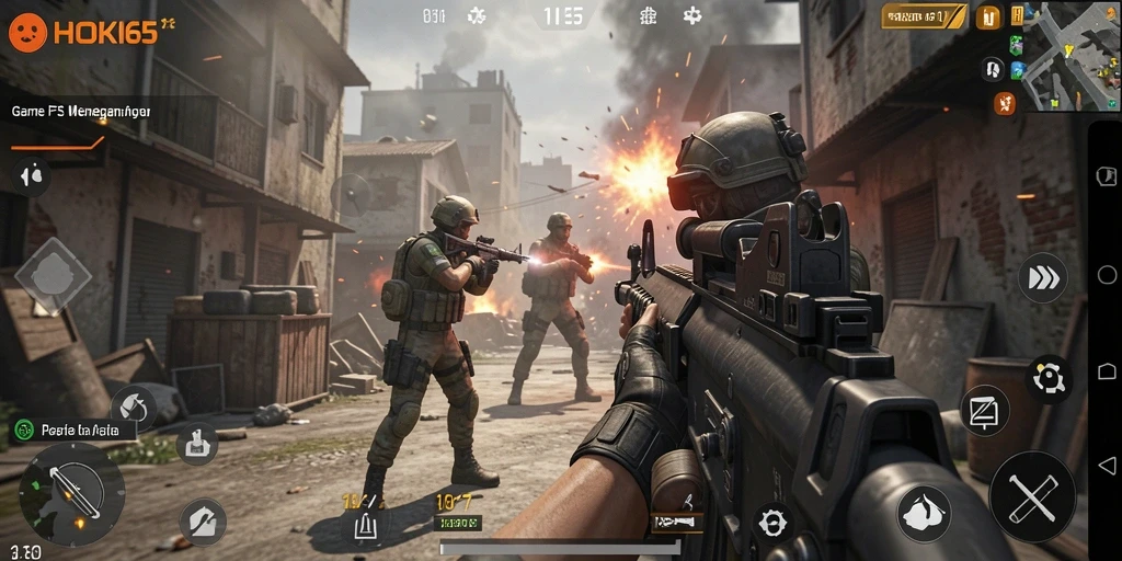 Tampilan gameplay menarik HOKI65 dengan aksi FPS yang mendebarkan.