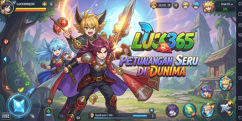Tampilan gameplay LUCK365 yang penuh aksi dan karakter anime.