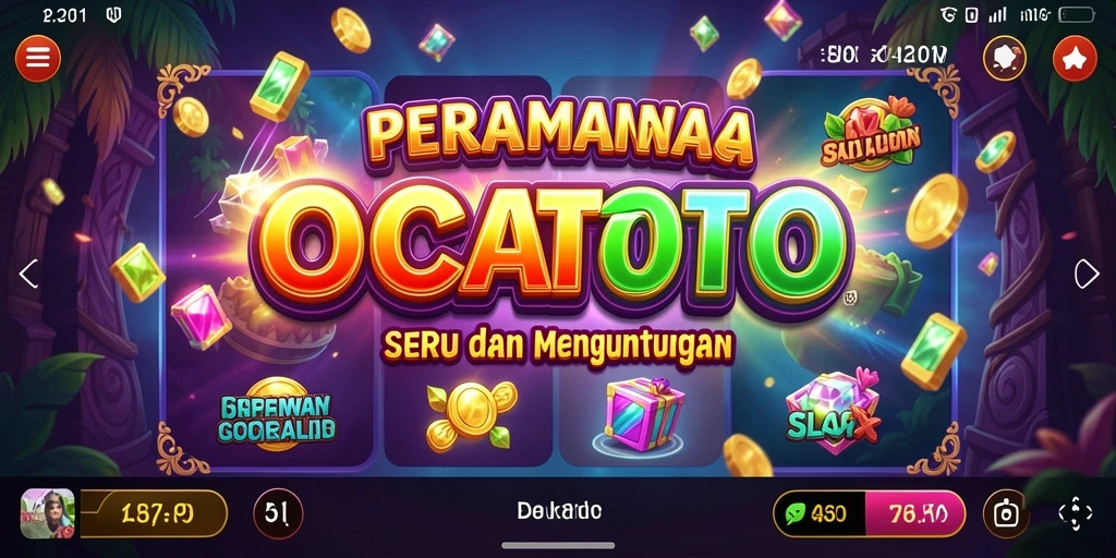 Screenshot gameplay OCATOTO yang menampilkan simbol Slot yang berkilau dan mendebarkan.