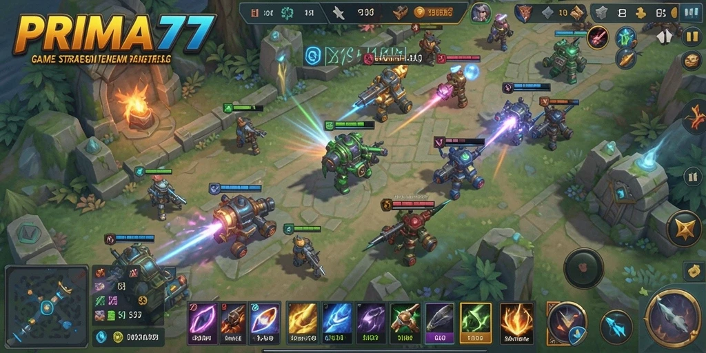 Menampilkan aksi seru dalam gameplay PRIMA77 yang menegangkan.