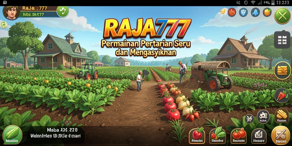 Tampilan screenshot utama RAJA777 menunjukkan ladang yang indah dan penuh warna.