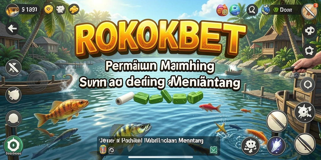 Tampilan gameplay ROKOKBET yang seru dengan aksi memancing.