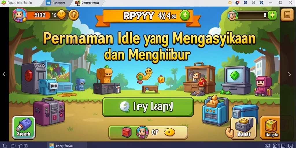 Tangkapan layar utama RPYYY yang menunjukkan gameplay Idle yang menarik.