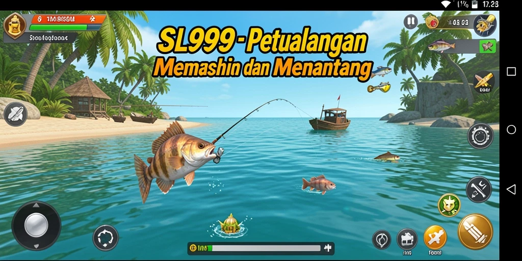 Tampilan utama gameplay SL999 yang mendebarkan saat memancing ikan.